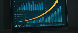 Business analytics dashboard showing growth charts and data visualization