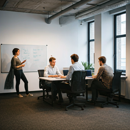 Modern bright collaborative office space with creative team working in Budapest