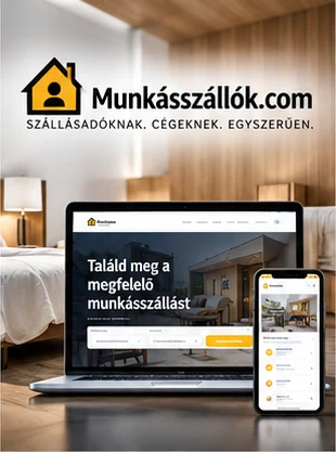 Munkásszállók.com website on laptop and mobile — Listings Portal & SEO