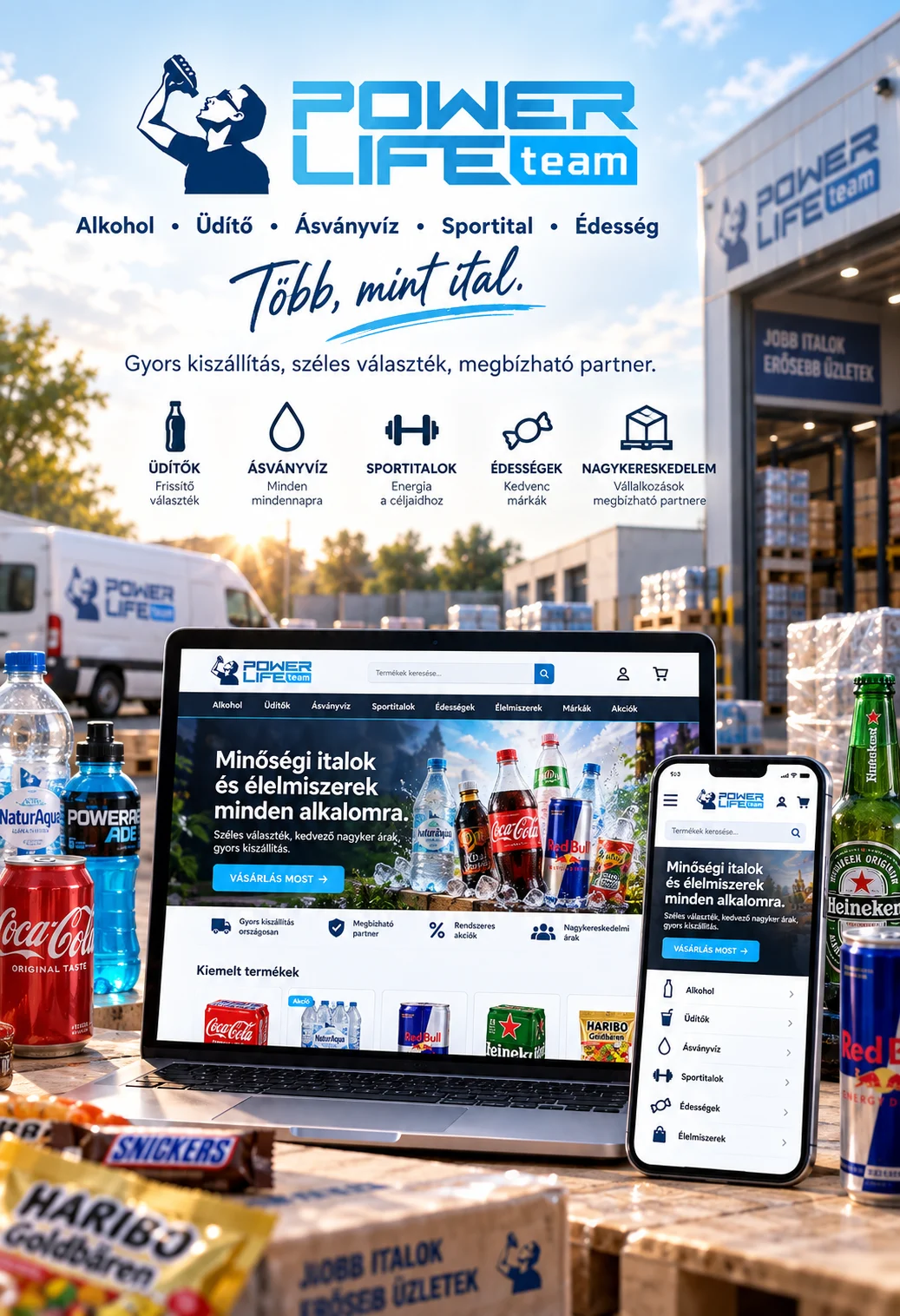 Power Life Team website on laptop and mobile — E-commerce & SEO