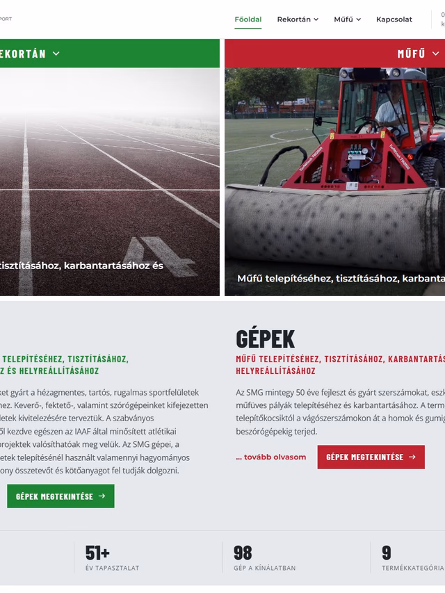 SMG Sportgépek projekt weboldal