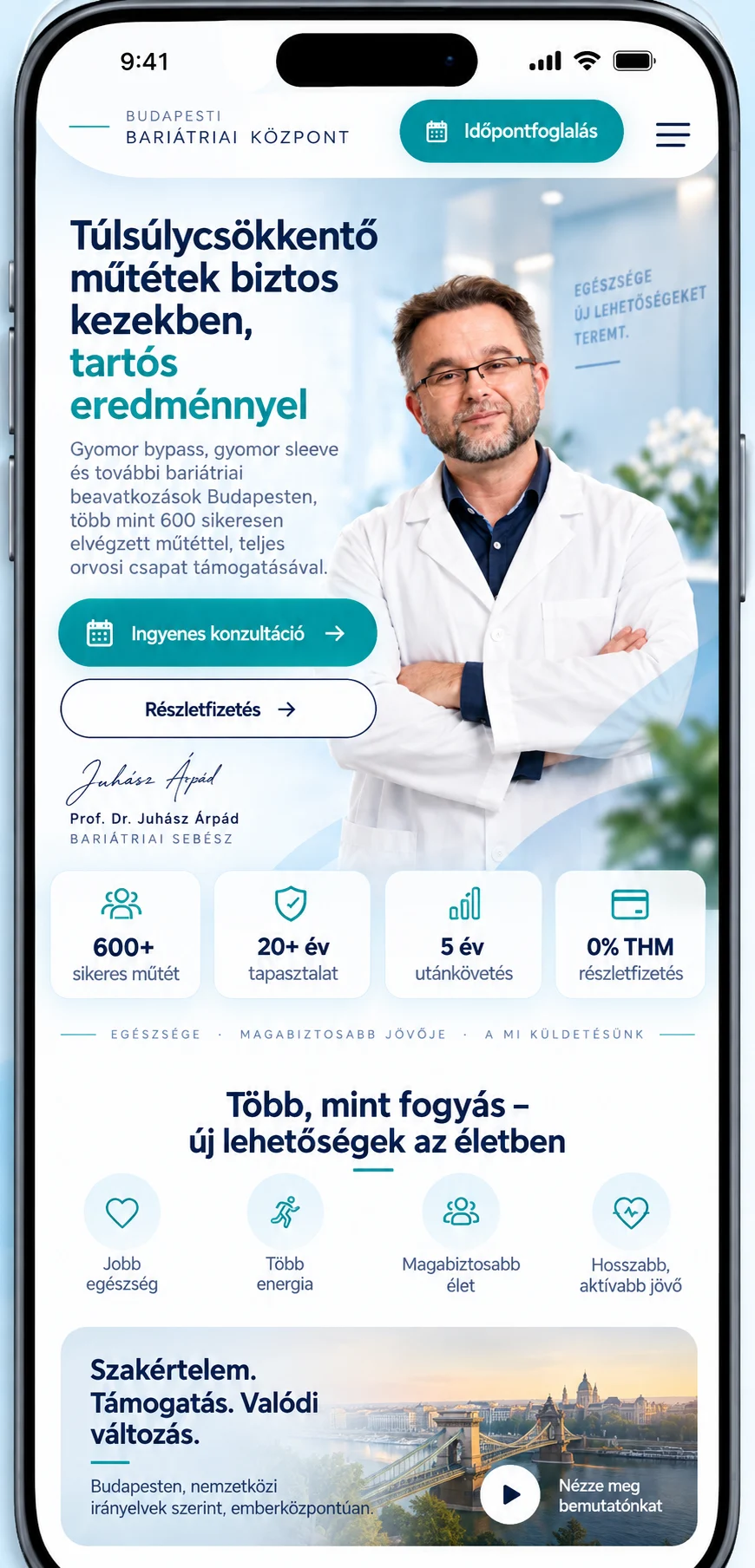 Budapesti Bariátriai Központ website on laptop and mobile — Healthcare Website & SEO