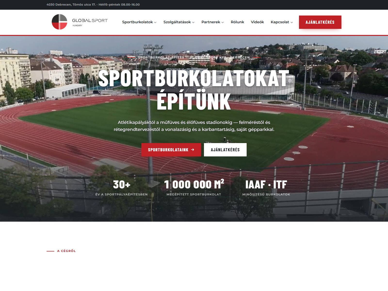 Global Sport Hungary sportburkolat-építő cég weboldala (globalsport.hu)