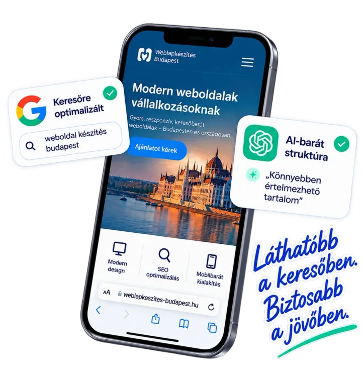 Weblapkészítés Budapest weboldal mobilon — keresőre optimalizált, AI-barát struktúrával